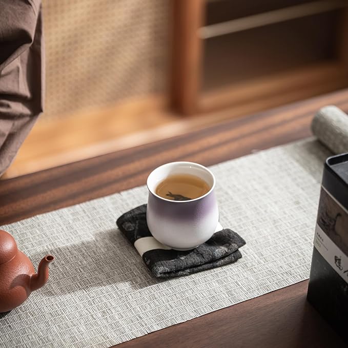 4-Oz Ceramic Espresso Cups Set - Multi-Color, Handle-Free Design for Home & Cafe | Dishwasher-Safe Stoneware Cups (Gradient Purple, 2)