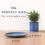 Hasense Dessert Plates Set of 4, 8 Inch Porcelain Salad Dinner Plates Set for Kitchen, Flat Serving Dishes for Appetizer, Pasta, Side Dish, Snack, Microwave and Dishwasher Safe, Blue