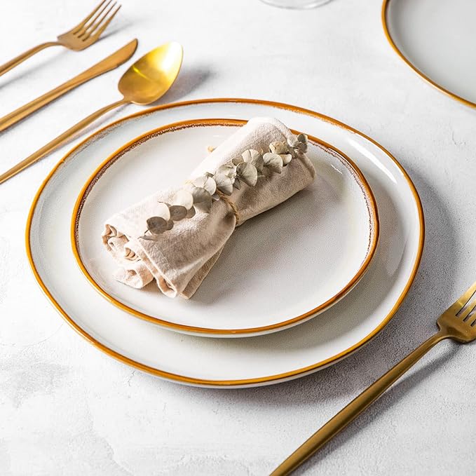 AmorArc Ceramic Plates Set of 6, 8.5 Inch Handmade Reactive Glaze Stoneware Plates set for Dessert, Salad, Appetizer, Small Dinner Plates, Microwave & Dishwasher Safe, Scratch Resistant