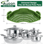 AUOON Silicone Clip on Strainer - Adjustable Strainers and Colanders for All Pots Pans and Bowls | Practical Kitchen Gadgets for Cooking and Draining (Matcha)
