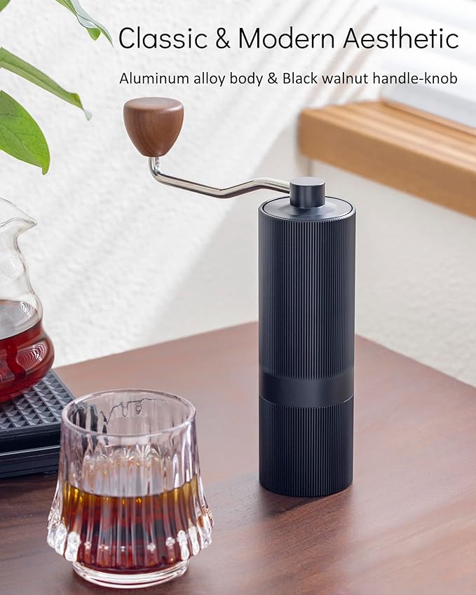 Manual Coffee Grinder, Photway Coffee Bean Grinder with CNC Stainless Steel Conical Burr and Adjustable Coarseness for French Press Coffee Office Traveling Camping Gift - Black Hand Coffee Grinder