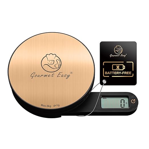 Battery Free Digital Kitchen Round Scale with LCD Display, Baking Cooking,and Meal prep 1g/0.01oz Units up to 5Kg/11Lb Weight, Tare Function (RG)