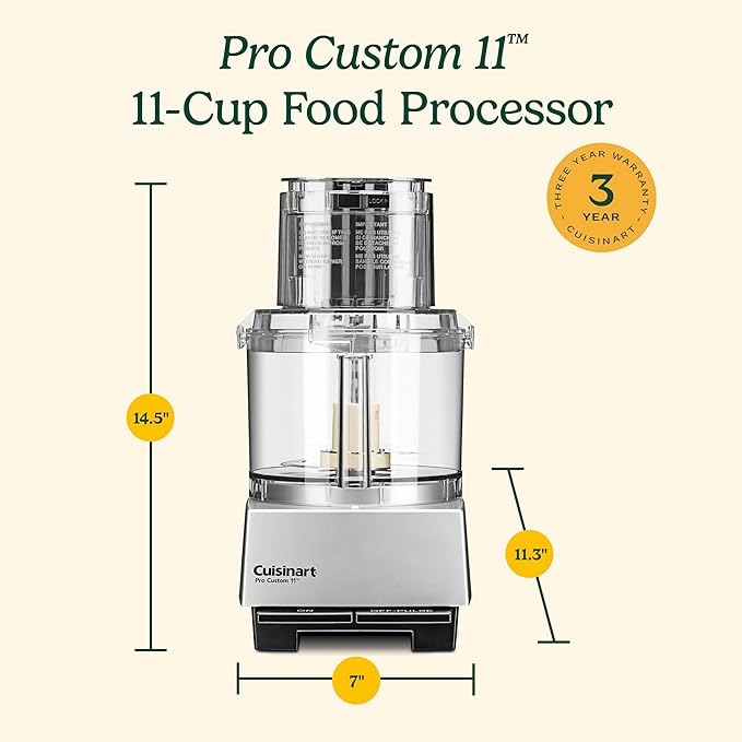 Cuisinart Food Processor, Pro Custom 11 Cup, Brushed Chrome, DLC-8SBCYP1