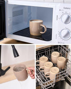 famiware Coffee Mugs for 6, 12 oz Mug Set, Dringking Cup with Handle for Coffee, Tea, Cocoa, Milk, Milkyway serise, White+Cinnamon Brown