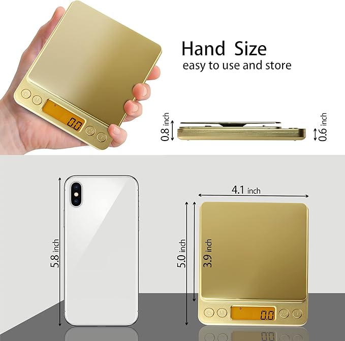 Fuzion Digital Kitchen Scale, 3000g/0.1g Precision Scale with 2 Trays, Small Mini Scales Digital Gram and Oz, Reptile Scale, Digital Coffee Scale, Lab Scale with Tare Function, LCD Display