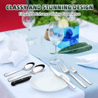 48-Piece Silverware Set, CEKEE Stainless Steel Flatware Set for 8 with Steak Knives, Mirror Polished Kitchen Utensils Set, Tableware Cutlery Set for Home, Dishwasher Safe - Spoons and Forks Set