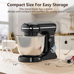 Electric Stand Mixer,10 Speeds Tilt-Head Food Mixer, 3-IN-1 Kitchen Mixer for Daily Cooks with 6 QT Bowl,Dough Hook, Beater, Whisk (Onyx Black)
