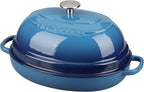 Enameled Oval Cast Iron Dutch Oven Pot with Lid, Bread Dutch Oven for Sourdough Bread Baking, 6QT, Lake Blue