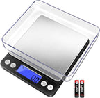 Fuzion Digital Kitchen Scale 3000g/ 0.1g, Pocket Food Scale 6 Units Conversion, Gram Scale with 2 Trays, LCD, Tare Function, Reptile Scale, Herb Scale(Battery Included)