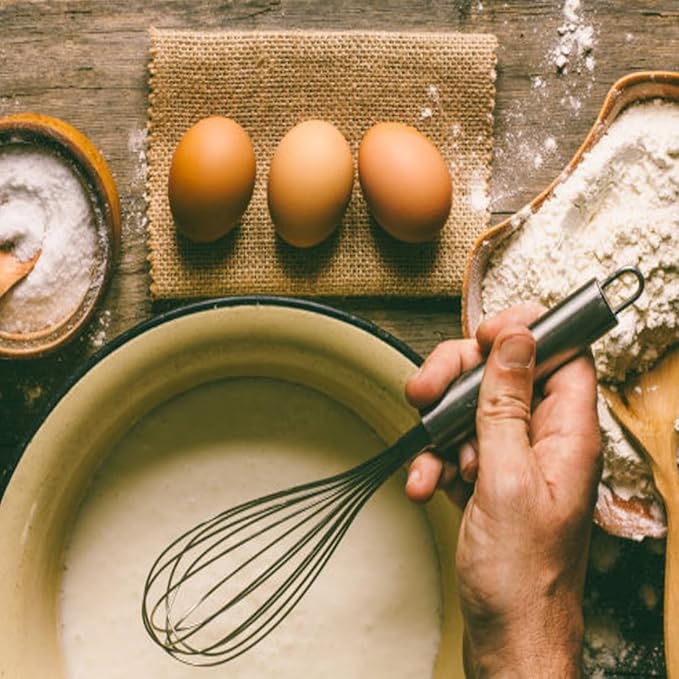 Stainless Steel Whisk Balloon Whisk 10" Wire Whisk Kitchen Whisk Handheld Whisk for Blending, Whisking, Beating, Stirring Egg Separator as a Gift