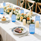 WELLIFE Blue Mason Jars 32 oz, 6 Pack wide mouth mason jars for Canning, Pickling, Food Storage, Fermenting, DIY Crafts & Decor, Glass Jar with Lid