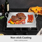Utheer 17" x 13" Ceramic Nonstick Stainless Steel Griddle for Gas Grill, Charcoal, Oven, Stove Top Griddle, Non-Toxic, PFAS/PFOA/PTFE Free, Oven Up to 500°F, for BBQ, Camping & Kitchen, Sliver