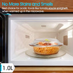 Mini-1 Liter Glass Casserole Dish With Lid, Round Oven Safe Glass Bakeware with Handles