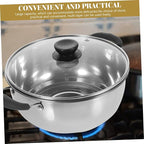 PRETYZOOM 1pc Stainless Steel Steamer Pot Versatile Stockpot for Soup Boiling Rustproof Kitchen Cookware Easy to Clean Capacity for Delicacies for Home Cooking Random Style