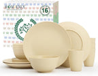 Homienly Premium Wheat Straw Dinnerware Sets, Lightweight & Unbreakable Plates and Bowls Sets,Cups,Service for 4,Dishwasher and Microwave Safe 16 PCS Dish Sets for Home，Camping- Beige