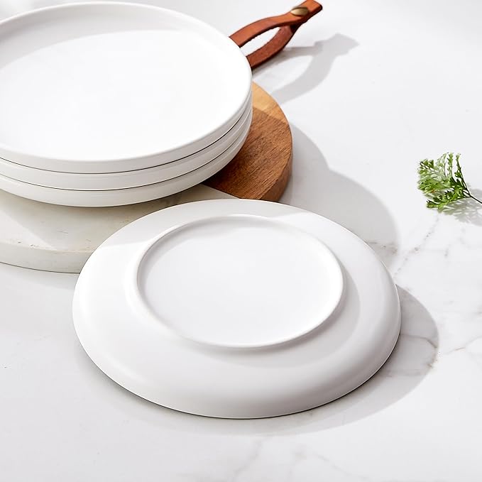 Matte Ceramic Appetizer Plates 6 Inch,Small Mini Dessert Plates Set of 4,Microwave and Oven Safe Snack,Bread,Butter Dessert,Pie,Cake Plates Cat Dishes(6 inch, White)