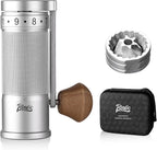 Bincoo Manual Coffee Grinder with Foldable Handle– External Setting Hand Coffee Grinder with Steel Burr,Compact and Portable for Home/Travel/Camping(Sliver)