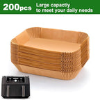 Rectangle Air Fryer Liners for 6 Quart Dual Basket, Ninja double Dual Liners Disposable, 200Pcs Rectangular Parchment Paper Liner for COSORI 9Qt Double Air Fryer with 2 Baskets