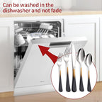 Colorful Silverware Set 20 Piece 18/0 Stainless Steel Flatware Black and Gold Handle Cutlery Set Service for 4 Fork Knife Spoon Set Mirror Finish Dishwasher Safe