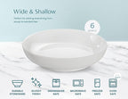 KooK Pasta Bowl, Set of 6, Salad Bowl, Large, Ceramic, Microwave and Dishwasher Safe, for Soups, Shallow Serving Bowls, 32 oz, (White)