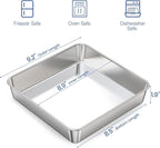 9 Inch Square Cake Pan Set of 2, Stainless Steel Baking Brownie Pan for Lasagna, Roaster Oven Cookie Sheet BBQ Grilling Pan for Baking Breads, Grilling Chicken & Vegetables, Dishwasher Safe
