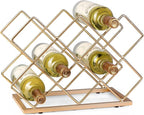 Countertop Wine Rack - 10 Bottle Freestanding Modern Gold Metal Small Wine Rack - Tabletop Wine Holder Stand for Cabinet, Pantry, Wine Bottle Storage…