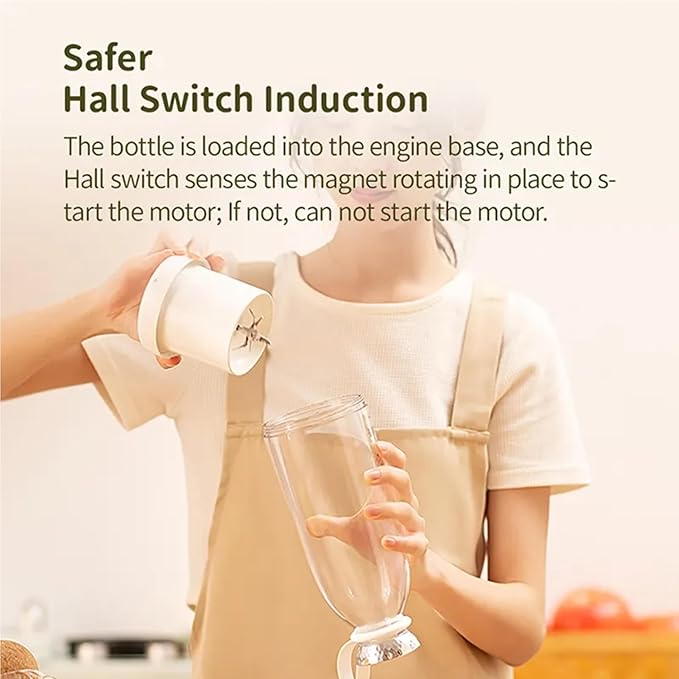 Portable Blender, Personal Smoothie Maker with 6 Blades, Rechargeable Mini Juicer Cup, 17 oz with Travel Lid for Outdoors, Camping, Office, Kitchen (White)