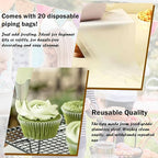 Hendiy Piping Tips Set, Stainless Steel Icing Tips with 20 Disposable Pastry Bags for Cake Decorating Piping Bags and Tips Set, 853 Frosting Tip Cupcake Decorating Kit