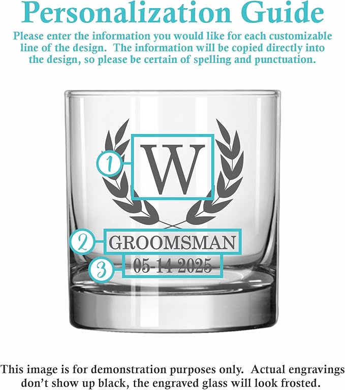 Blue Ridge Mountain Gifts 11 oz Engraved Whiskey Glass – Personalized Groomsmen Gift – Custom Etched Glass for Best Man & Wedding Party – Heavy Base, Groomsman Gifts (1)
