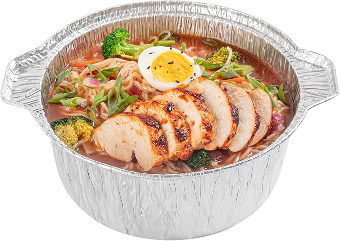 Foil Lux 60 Ounce Pans And Lids, 10 Disposable Pots With Lids - Oven-Ready, Stove Compatible, Aluminum Foil Baking Pans, Freezable, For Outdoor Camping, Vacation, Picnic, And More - Restaurantware