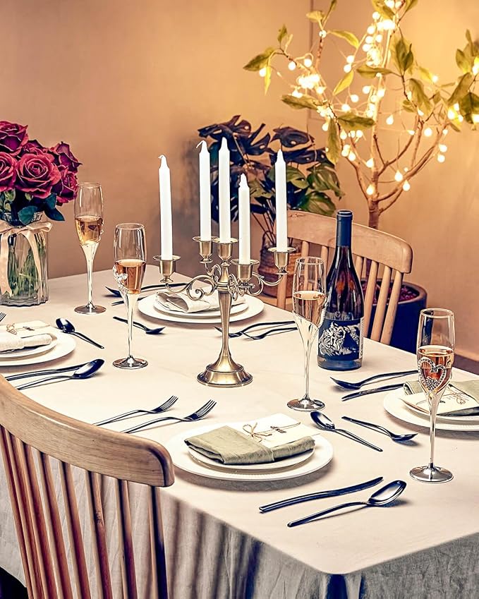 Lemeya 20-Piece Black Silverware Set for 4,Modern 18/10 Stainless Steel Flatware Set,Luxury Cutlery Set,Unique Utensils Set for Restaurant,Spoons and Forks Set,Mirror Polished,Dishwasher Safe