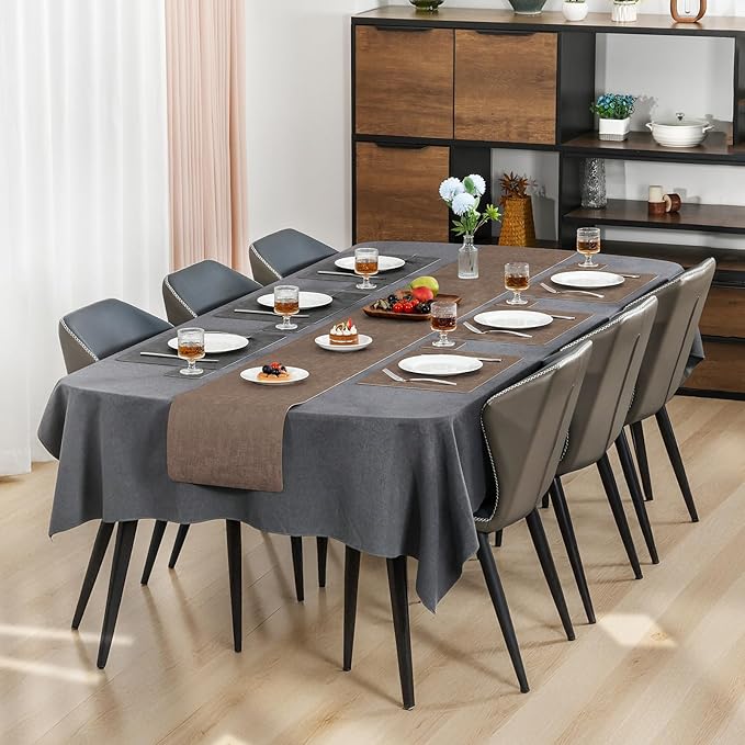 Myir JUN Placemats Dual Sided, Faux Leather Place Mats Set of 6 Indoor Placemat for Dining Table Outdoor Place Mat Square Non-Slip Washable Table Mats (Gray Brown, Set of 6)