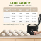 10-Cup Uncooked Rice Cooker & Food Steamer - Ceramic Non-Toxic Inner Pot, One-Touch Multifunction for Rice/Sauté/Yogurt, Dishwasher Safe, 3-10 Family Size, Black