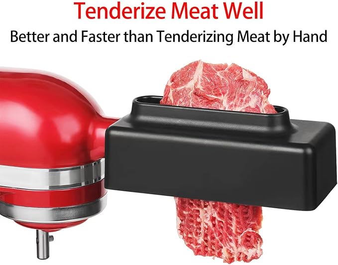 Meat Tenderizer for KitchenAid Stand Mixer-Updated Stainless Steel Gears Meat Tenderizer Attachment for All Models KitchenAid, Sturdy and Last (Black)