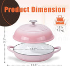Enameled Round Cast Iron Bread Oven, 6 Qt Cast Iron Dutch Oven for Homemade Sourdough Bread Baking, Bread Dome Pot with Cloche Lid (Gradient Pink)
