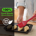 HOTEC 600℉ Heat Resistant BPA Free Silicone Marinading Meat Grill Basting Pastry Brush for Oil Butter Sauce Sausages Desserts Turkey Baster Grill Barbecue, Multicolor