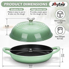 Bread Oven for Sourdough Baking (5.5 QT), Joyfair Enamaled Cast Iron Dutch Oven Pot with Lid, Sourdough Baking Pan, Heavy Duty Dual Handles, Non-Stick & Even Cooking, Oven-safe 500°F, Pistachio Green