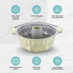 Boxiki Kitchen Premium Non-Stick Fluted Cake Pan - Ceramic Bakeware for Perfect Pound Cakes, Chocoflan & More - Durable & Easy Release