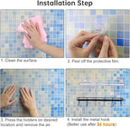 YiZhi Adhesive Wall Hooks Rack Kitchen Rail, Space Saving Utensil Holder No Drilling Wall Mounted Accessory Hanger with 6 Hooks for Kitchen Bathroom Bedroom Pack of 2 (White)