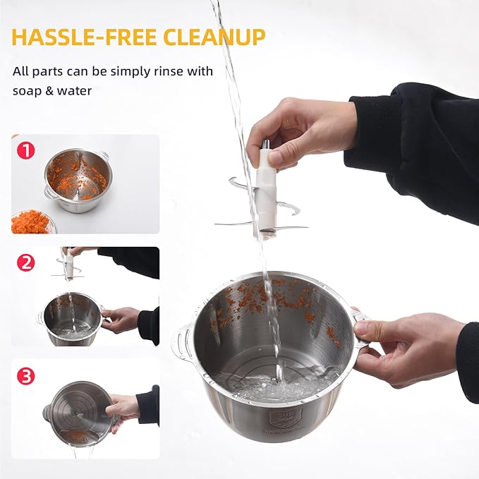 Food Processor,Electric Food Chopper with 500W Stainless Steel Motor & 2 Sharp Blade Sets, 12-Cup Stainless Steel Bowl for Meat, Vegetables, Fruits and Nuts