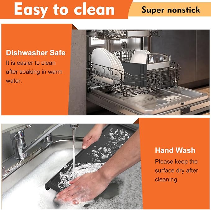 UPGRADED WB31X24738 Griddle Replacement for ge Appliance Gas Range Part,WB31X24998 Cast Iron Griddle Plate,9.5 ×19.5 inch Food Grade Nonstick Griddle