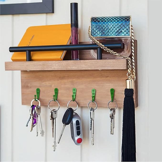 15 Pcs Coat Hooks, Hanger Hook with 30 Pieces Screws for Hanging Hat, Towel, Key, Robe, Coats, Scarf, Bag, Cap, Coffee Cup, Mugs(Green)