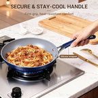 Ammeloo 15-Piece Ribbed Ceramic Cookware Set, Pots and Pans Set Non Stick, Induction Ready, Healthy Non Toxic Kitchen Cooking Set PFAS/PFOA/PTFE-Free, Silicone-wrapped Stay-Cool Handle