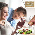 Salt and Pepper Grinder Set, Acacia Wood Salt Shaker with Ceramic/Stainless Steel Core, Modern and Elegant Wooden Salt and Pepper Set(2 Pack) 8 Inches Each