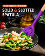 Pack of 2 Silicone Spatula, Non Stick Cooking Utensil Set, Wooden Handle Kitchen Turner for Baking Mixing Grilling Serving Food Heat Resistant (BERRY)