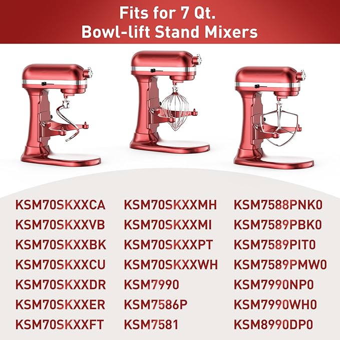 7QT Stainless Steel Flat Beater for KitchenAid Stand Mixer, Kitchen Aid Paddle Attachment Accessories/No coating/Dishwasher Safe Replacement for Kitchenaid Professional 7QT Series Mixer