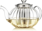 Teabloom Vienna Glass Teapot – Stain-Free Heatproof Glass – Stovetop Safe – Removable Stainless Steel Infuser – Perfect for Loose Leaf Tea – 37 oz. / 1100 ml (3-4 Cups)