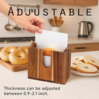 Large Adjustable Bagel Slicer Holder (Upgraded) – Acacia Wood Bread Cutter for different sizes Bagels, Buns, English Muffins – Non-Slip Base, Easy Storage (Large)