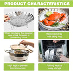 Vegetable Steamer Basket, Stainless Steel Folding Steamer Basket for Cooking, Vegetables, Fish, Pasta, Eggs, Fit Various Size Pot (5.5 inches to 9.2 inches)