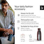 LARS NYSØM Stainless Steel Insulated Water Bottle 12oz 17oz 25oz 34oz 51oz | Insulated Thermo Flask for Hot and Cold Beverages | Leakproof Drinking Bottle (Berry Red, 11.9oz)